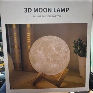 3D Moon Lamp with Wooden Stand